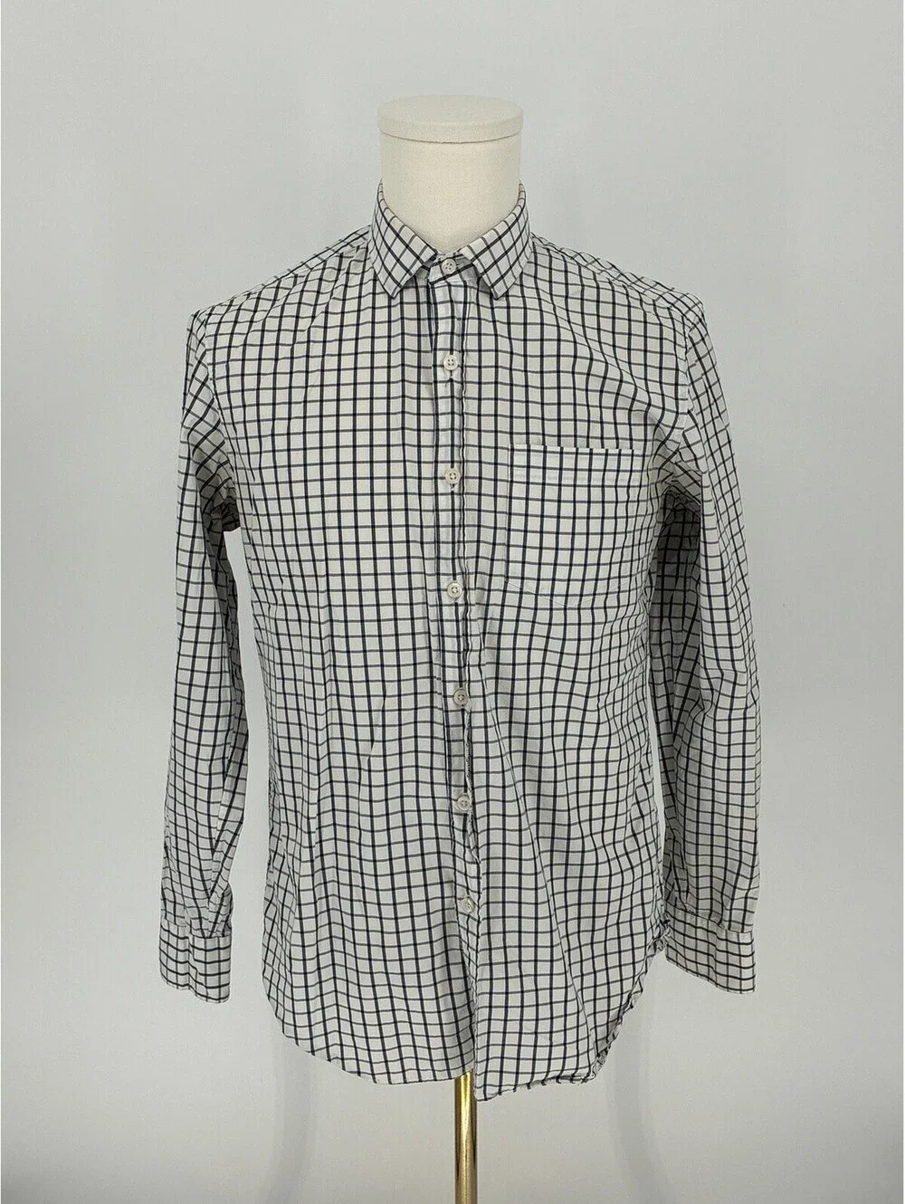 J.Crew Thompson Shirt Men M Medium Blue White Plaid Long Sleeve Button Premium